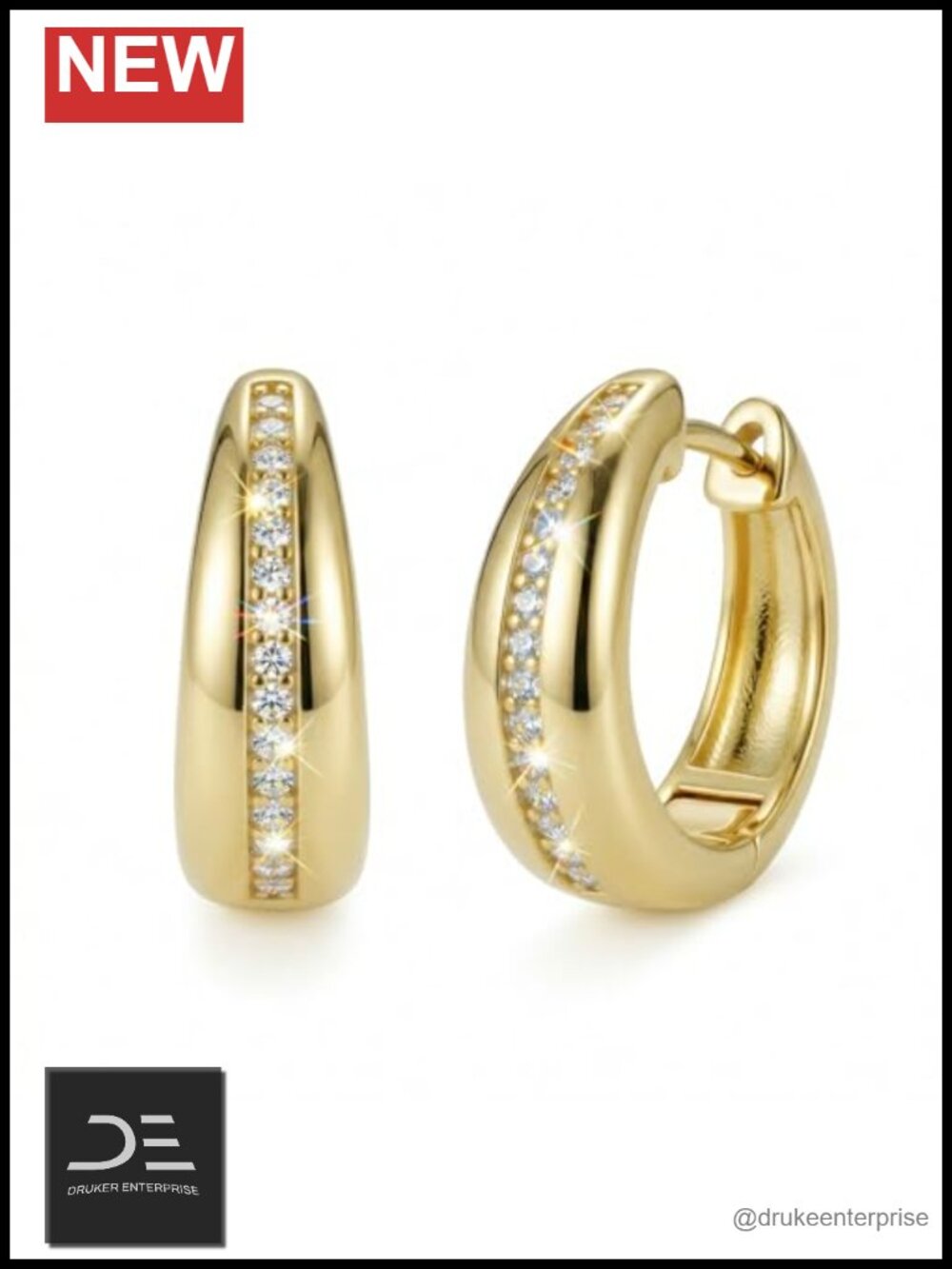 14K Gold Plated 20mm Huggie Hoop Earrings Hypoallergenic Sleeper Gift